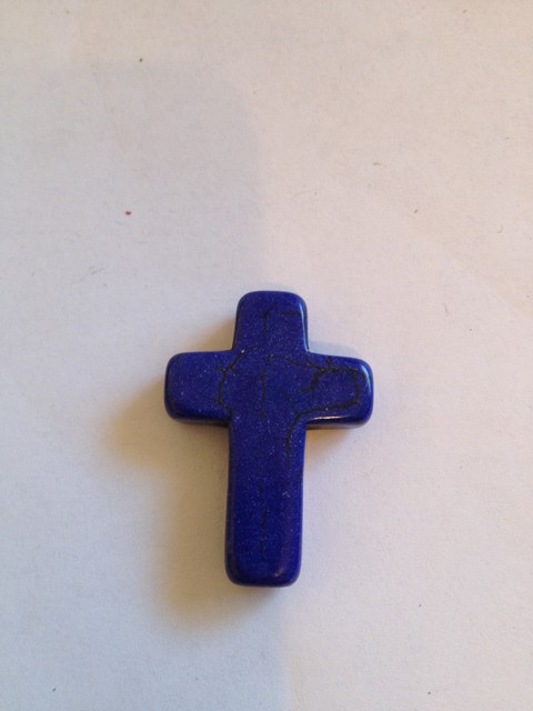 (image for) Blue purple cross pendant stone bead (1pc)#P-Bead