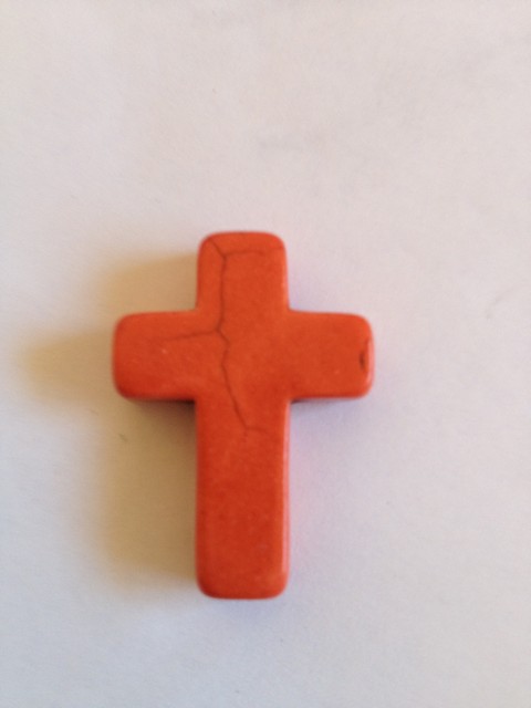 (image for) Cross pendant stone bead - Orange (1 pc)#P-beadO