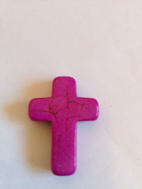 (image for) Cross pendant stone bead - Magenta (1pc) #P-beadM