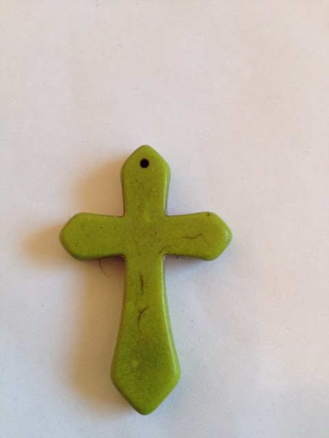(image for) Cross pendant stone bead -Lime Green (1pc) #CPsmall