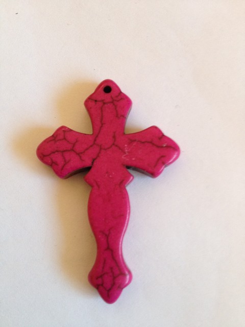 (image for) Cross pendant stone bead - Magenta #CPsmall