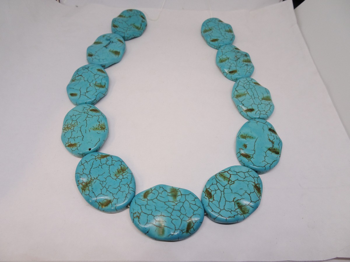(image for) Turquoise oval howlite beads 29x40mm #1139