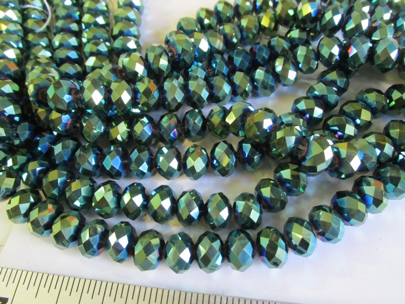 (image for) Teal faceted crystals 10x8mm #1259