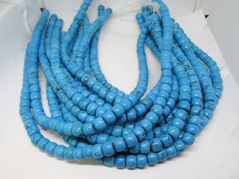 (image for) Turquoise short barrel beads #1483