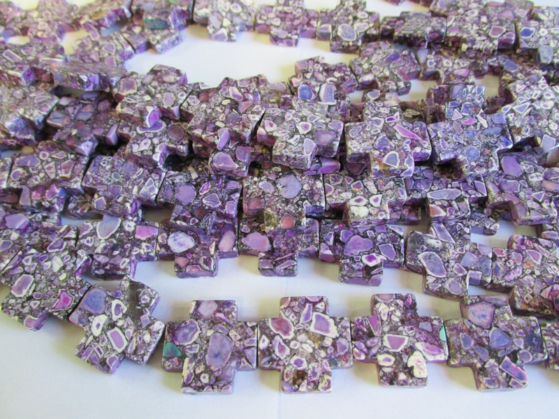 (image for) Purple cross beads 25mm 1616