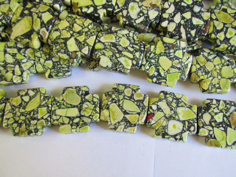 (image for) Lime and black Cross beads 25mm #1618