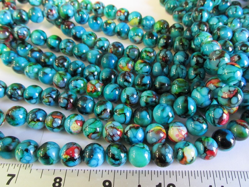 (image for) Turquoise marble look rounds 12mm #1627