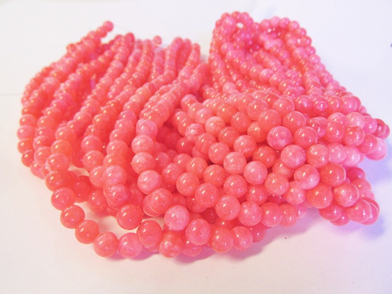 (image for) Peachy Pink dyed Jade rounds 8mm #1662B