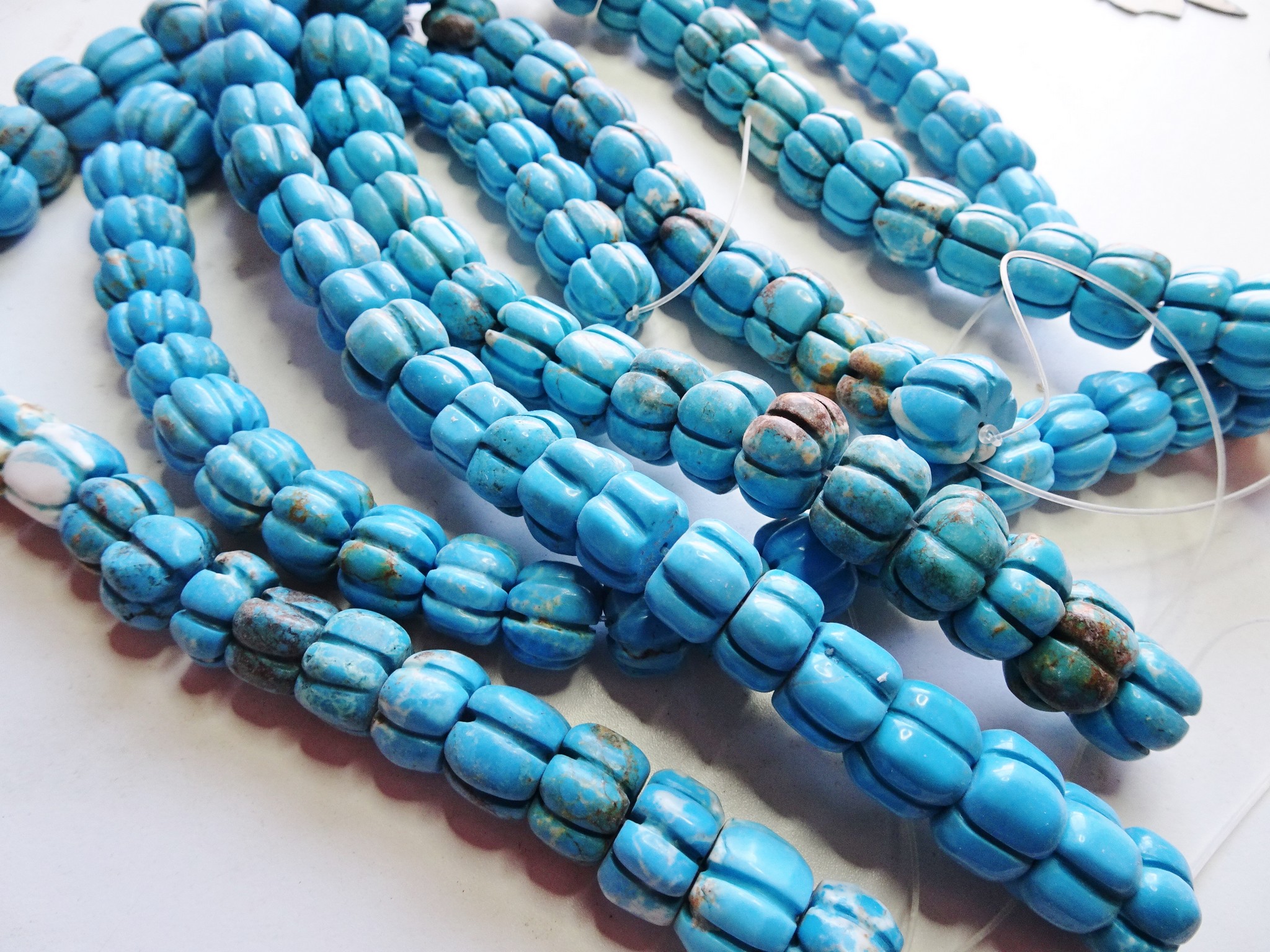 (image for) Blue turquoise ribbed stones 11x15mm #1747B