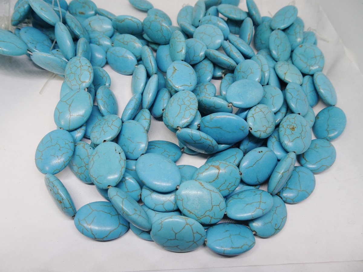(image for) Turquoise howlite oval beads 18x24mm #1895