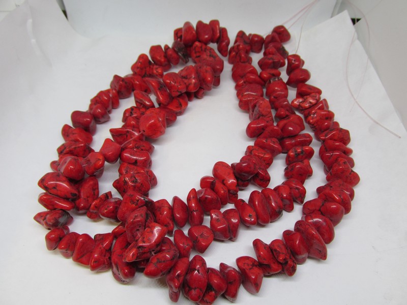 (image for) Red side drilled magnesite beads #1907