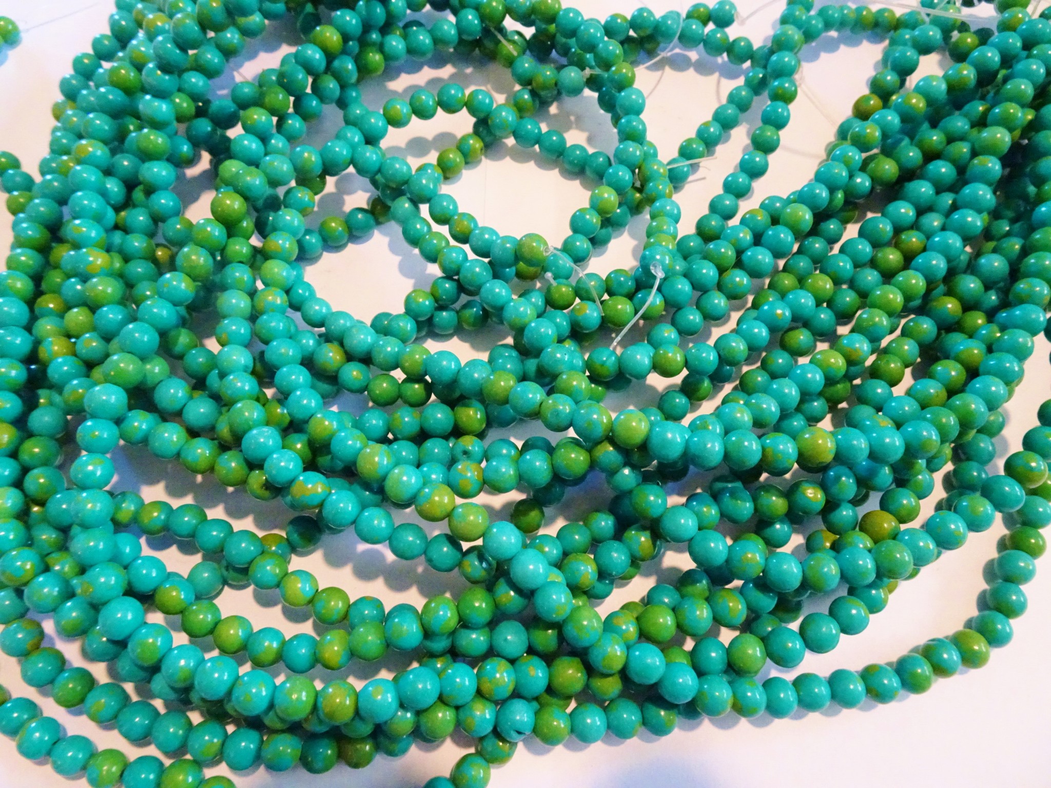 (image for) Truquoise and green 6mm round beads #1947