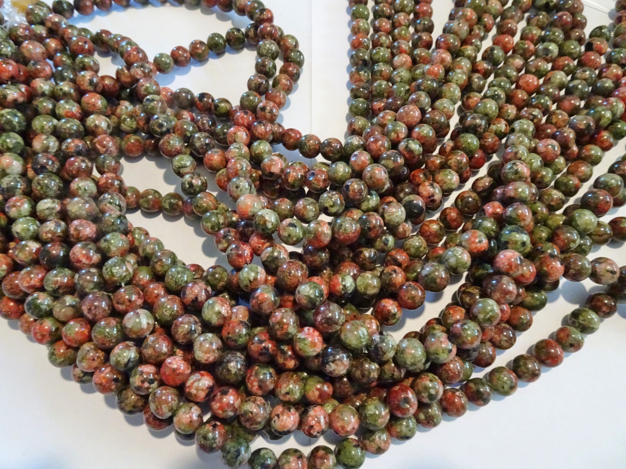 (image for) Rust green brown Jasper 8mm stone beads #1948