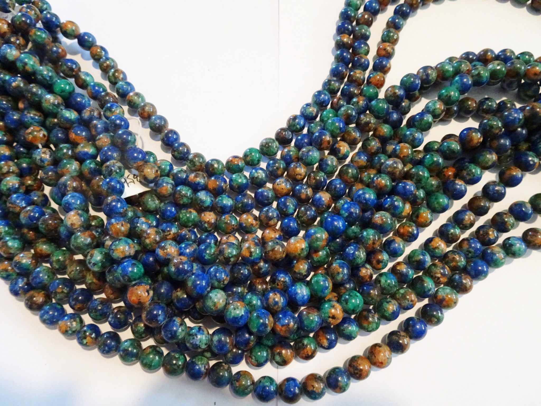 (image for) Blue rust green 8mm stone round beads #1949