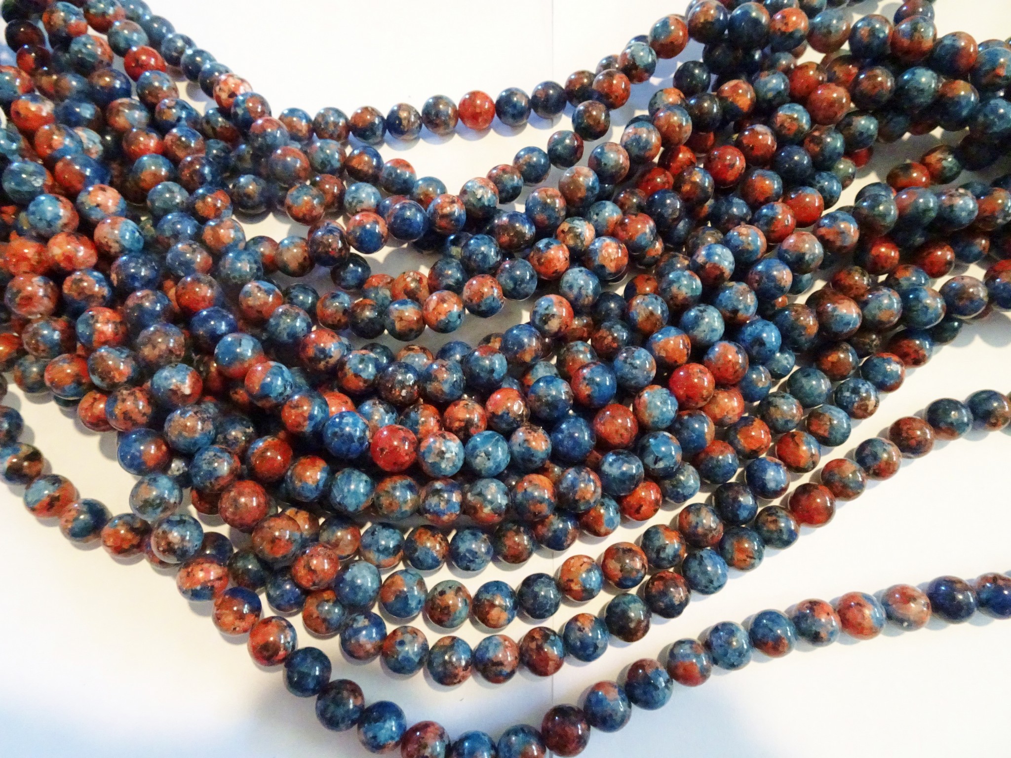 (image for) Rust blue 8mm round stone beads #1950