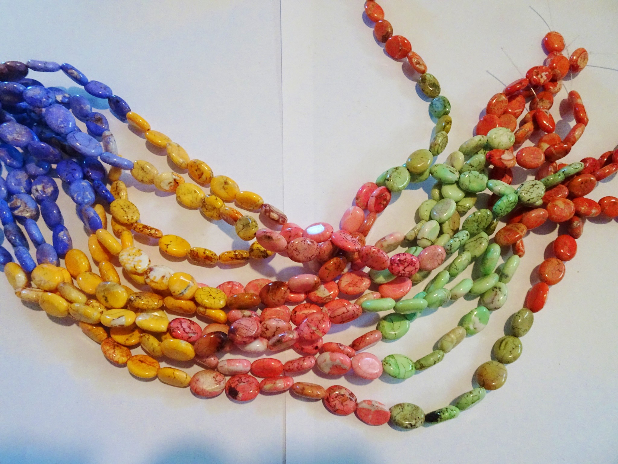 (image for) Multi colored oval stone beads #1952