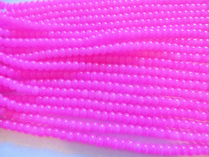 (image for) Pink Neon fat rondelle beads #HU-1425