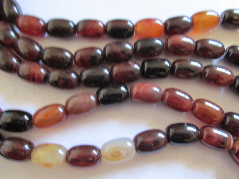 (image for) Brown black Agate barrel beads #1463