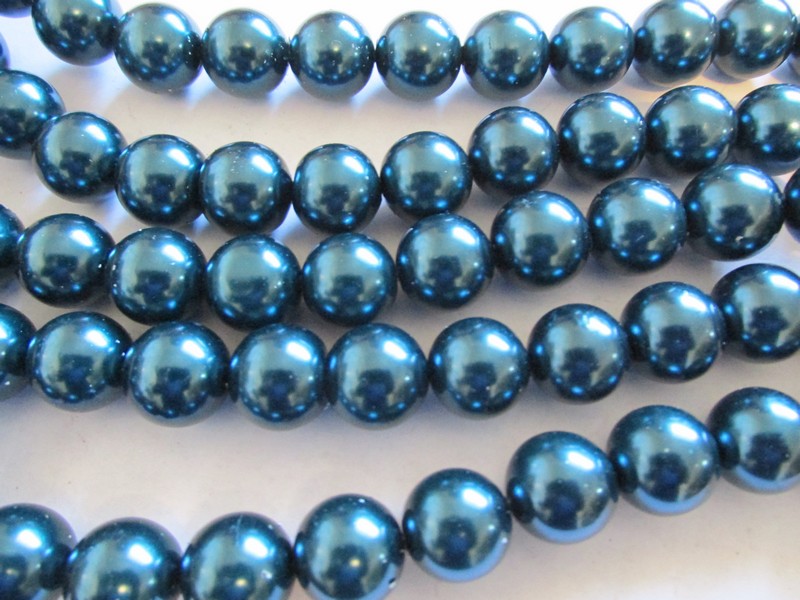 (image for) Teal round glass pearls #TU-1212-13