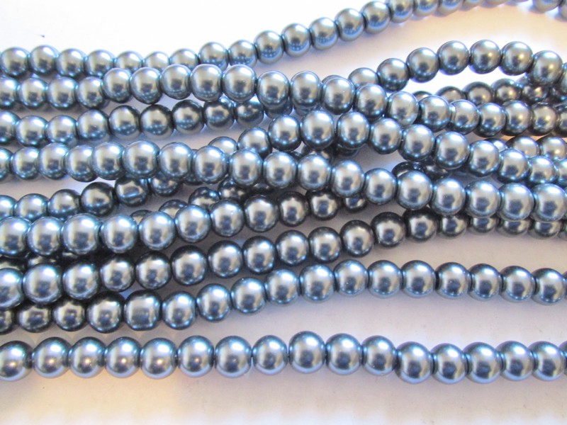 (image for) Gun metal glass pearls #1644
