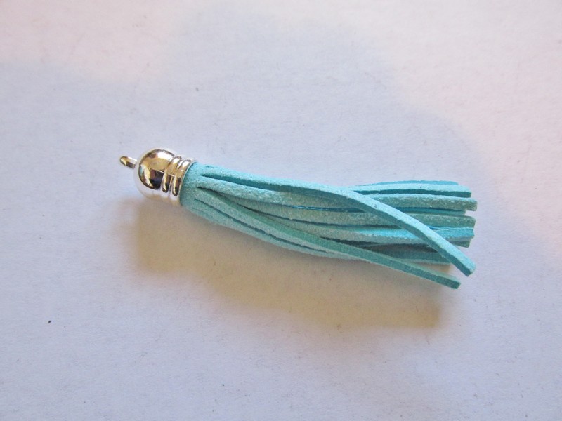 (image for) Leather Tassel Turquoise and silver #BStass - Click Image to Close