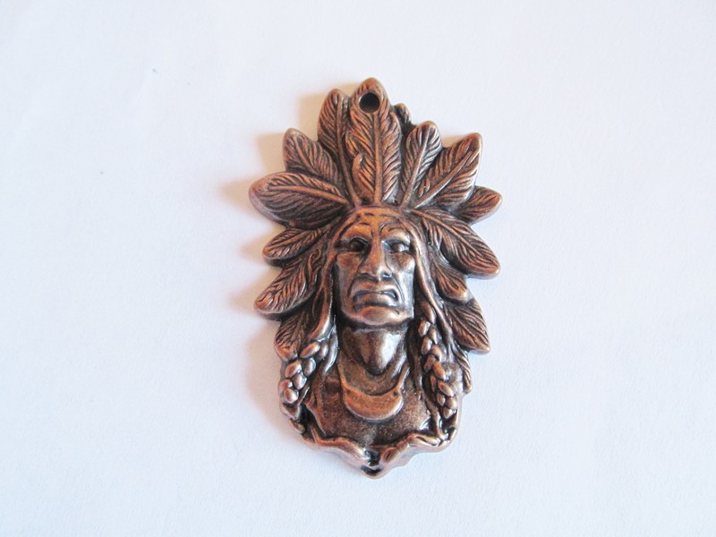 (image for) Indian Chief Antique copper Pendant # MP64