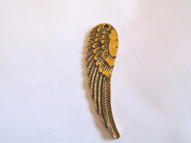 Wing antique gold pendant #PP20 - Click Image to Close