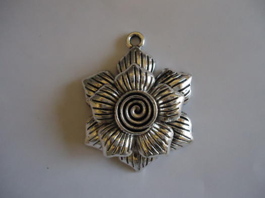 (image for) Flower pewter antique silver pendant #PP26
