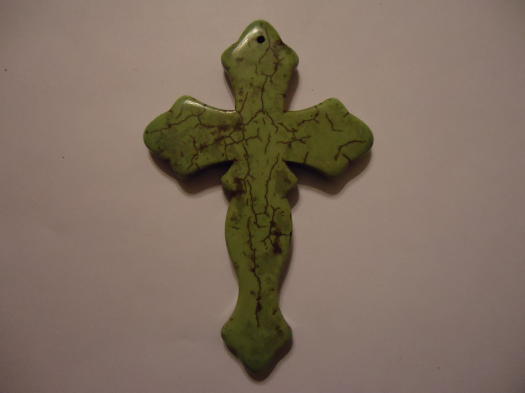 (image for) Lime green magnesite cross #CRQ1