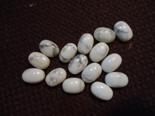 (image for) 10x14mm White natural magnesite cabs (15) #CAB-7