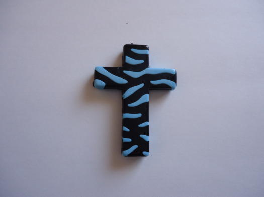 (image for) Turquoise/black Acrylic cross bead #BS1020B