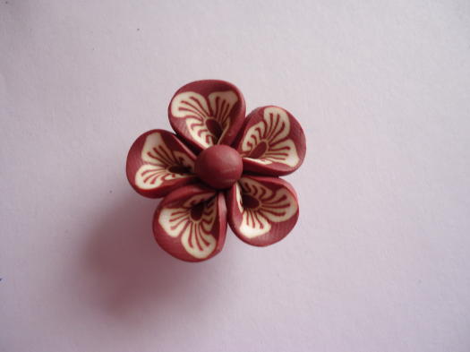 (image for) Brown and white flower polymer clay - #FL30 - Click Image to Close