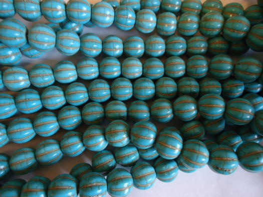 (image for) Turquoise Pumpkin shape beads 14mm #SS1250
