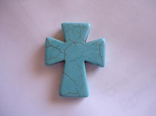 (image for) Cross pendant stone bead - turquoise (1pc) #SS1231