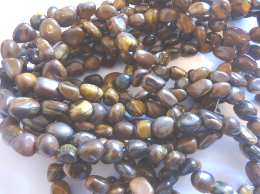 (image for) Brown Tiger Eye Tumbled Natural Stone Beads #1015
