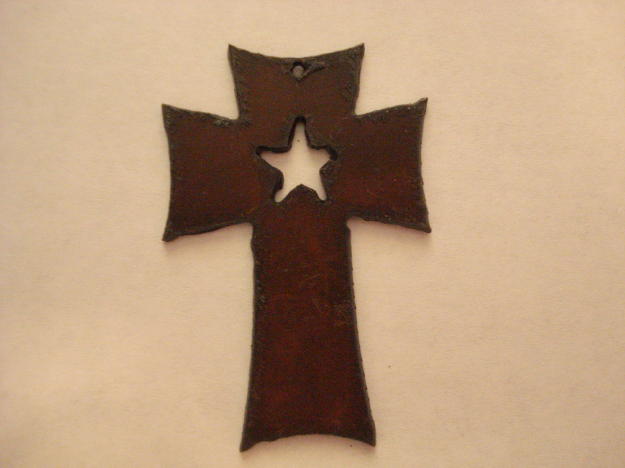 (image for) Cross with star metal cutout pendant #CC010