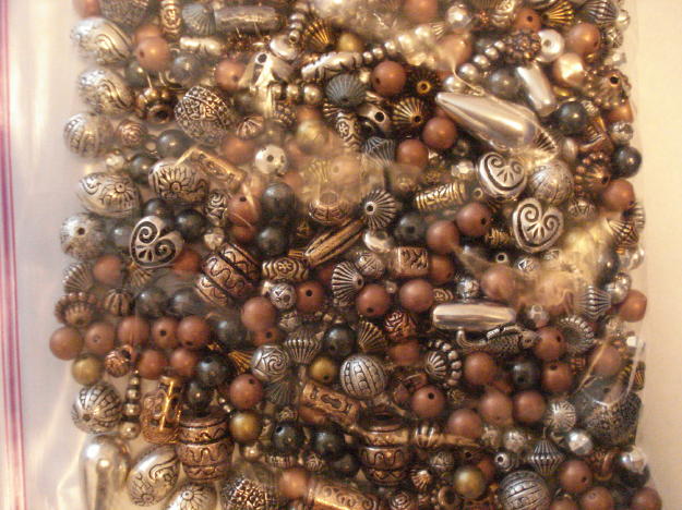 (image for) Silver/copper/brass Metal coated beads - 1 bag #MBA