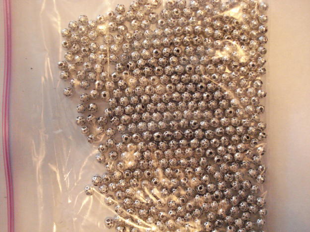 (image for) Silver Metal coated round bead 1 bag #AB-S-26
