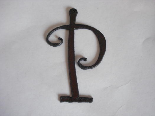 (image for) Initial Letter Curley Metal "P" 3" - Pendant #CMP-3