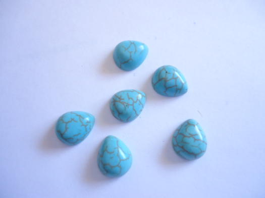10x12mm Turquoise Teardrop cabs (bag of 5) #CAB-8 - Click Image to Close