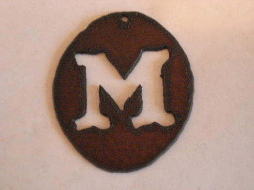 (image for) Initial metal cutout pendant Oval #OM-M