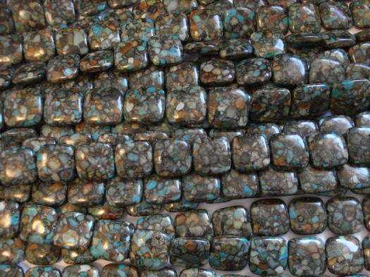 (image for) Turquoise pressed square beads #SS1164