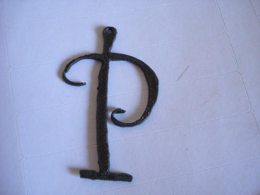 (image for) Initial Letter Curley Metal "P" - Pendant #cm-P