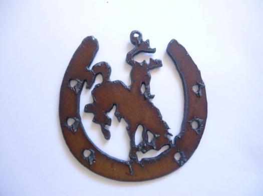 (image for) Horse shoe with bronc rider #RMRR003