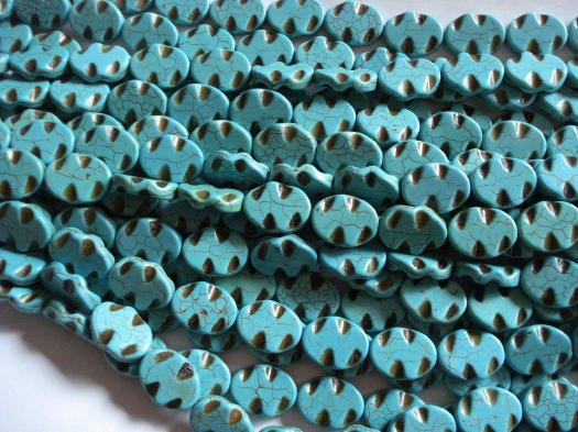 (image for) Turquoise magnesite flat oval beads #SS1165