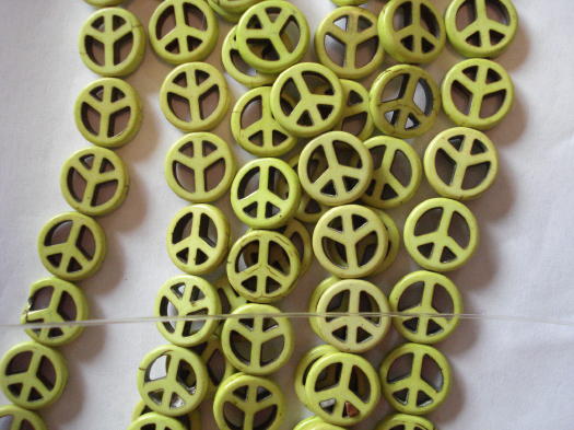 (image for) Lime green peace sign beads small #1216