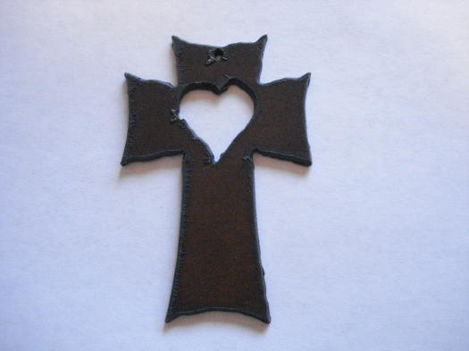 (image for) Cross with heart metal cutout pendant #CC012-3