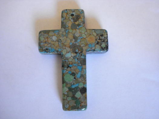 (image for) Cross pendant stone bead - mosaic #SS321C - Click Image to Close