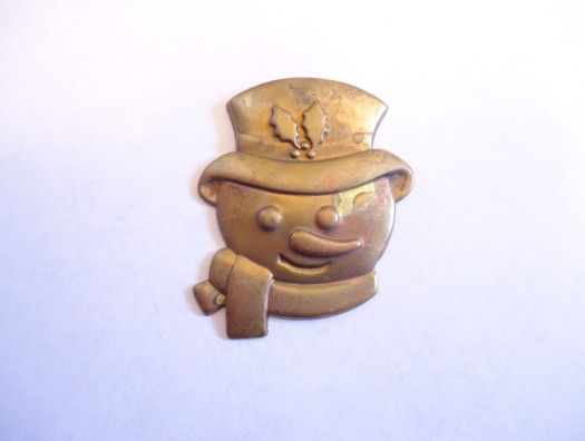 (image for) Snowman vintage brass stamping #VINS40