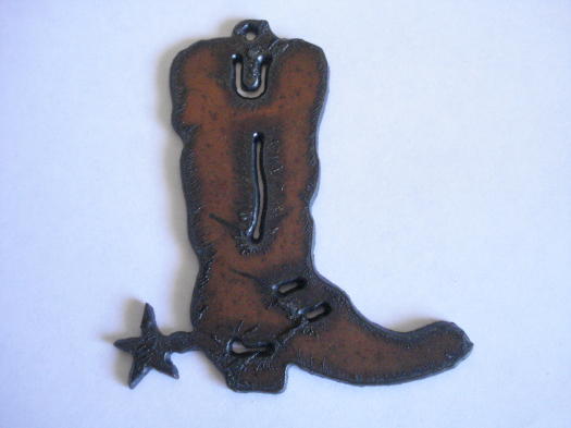 (image for) Cowboy boot metal cutout pendant #RR002-3B